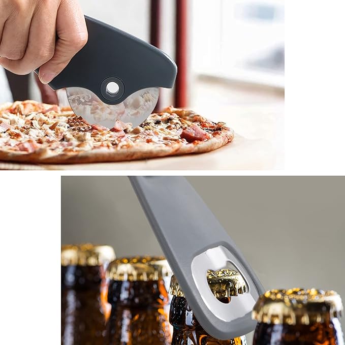 5 Pieces Kitchen Gadgets Set with Storage Bag, Cooking Gift Set | Space Saving Cooking Tools Accessories, Cheese Chocolate Grater, Peeler, Bottle Opener, Pizza Cutter, Stackable