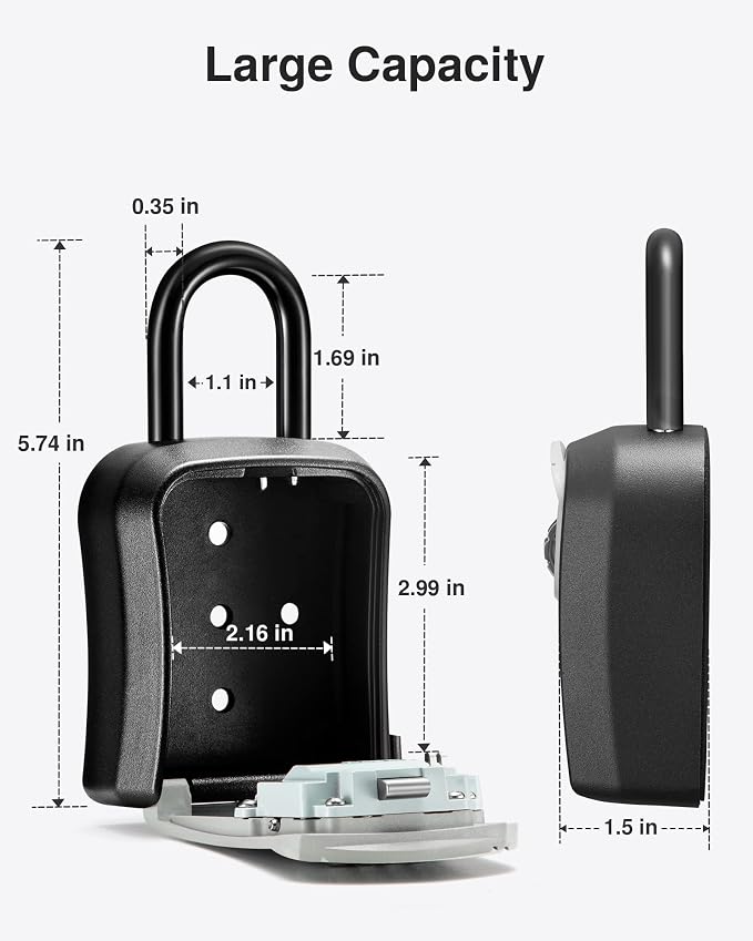 Puroma Key Lock Box Outdoor 4 Digit Code Combination Lockbox House, 2 Gray | For Contractors Guest Realtor Storage Keys, Portable, Home Wall Mount, Resettable, Combination, Weatherproof, High-capacity