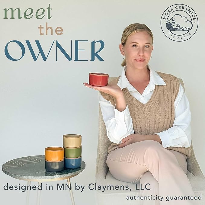 Mora Ceramic Ramekins - 4oz, Set of 6 - Small Oven Safe Baking Dishes/Cups - For Personal Pudding, Creme Brulee, Souffle, Serving Dip, Custard, Ice Cream - Single Mini Bowls - Artisan Colors