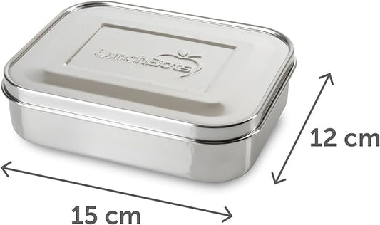 LunchBots Medium Trio II Snack Container - Divided Stainless Steel Food Container - 3 Sections for Snacks On the Go, Dishwasher Safe - Stainless Steel