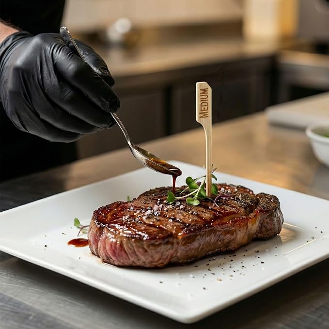 Restaurantware RW Smart 4 Inch Medium Steak Markers 1000 Disposable Meat Marker Sticks - Sturdy Paddle Design Bamboo Steak Temperature Markers For Barbeques Parties Or Buffets