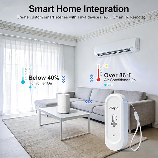 eMylo Wireless Sensor RTH08 IP65 Waterproof Thermometer Hygrometer | Indoor Outdoor Temperature Humidity Sensor with APP Alert, 328ft Range for Home Greenhouse Basement (WiFi Gateway Required)