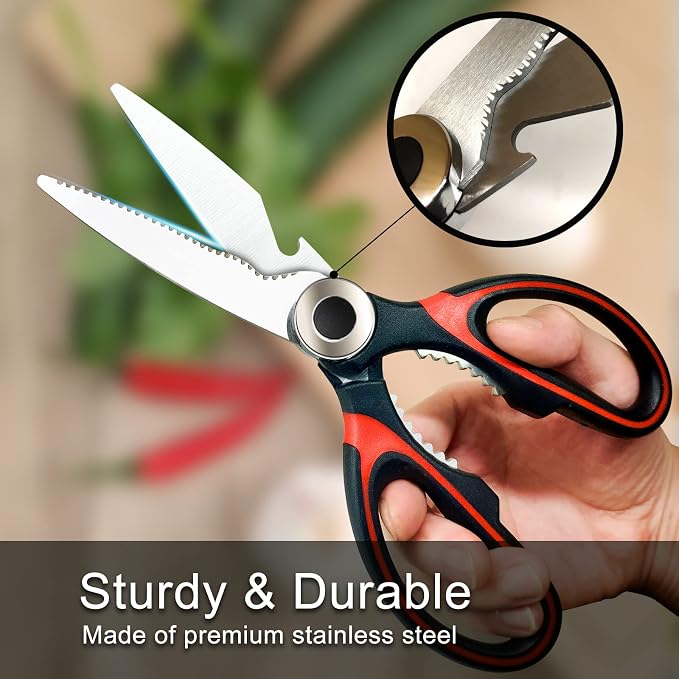 Kitchen Scissors 2 Pack Shears All Purpose Heavy Duty Sharp for Food | Multipurpose, Utility Sharp, Dishwasher Safe, For Poultry, Meat, Vegetable