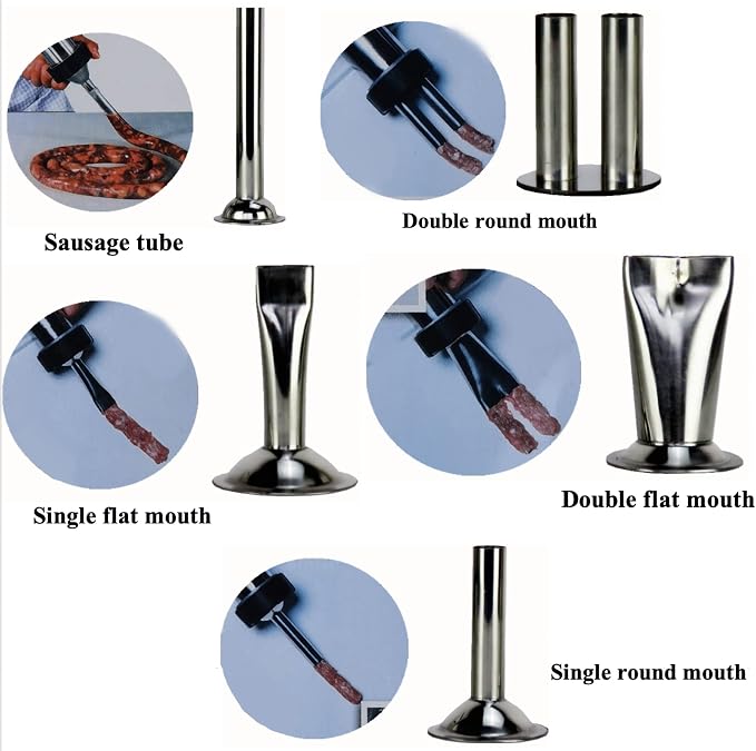 9 Inch Stainless Steel Jerky Gun, Meat Injector, To Make Jerky Meat Squeeze Gun Beef Gun Patties Gun, Jerky Gun Kit With 5 pcs Stainless Steel Nozzles Kits