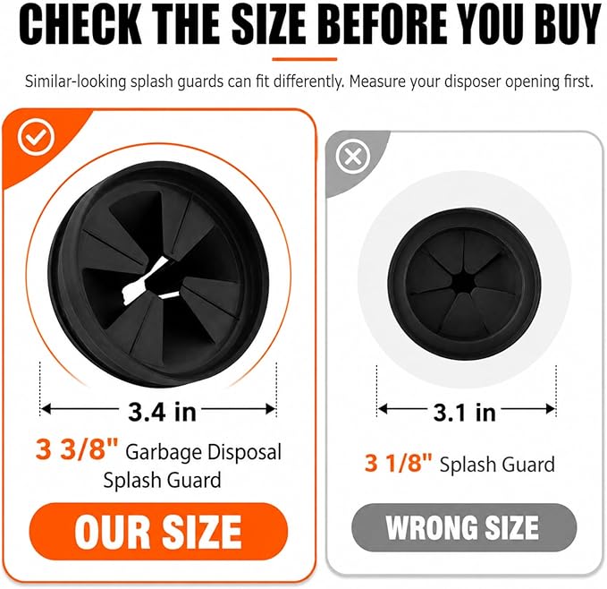 Garbage Disposal Splash Guard, 3 3/8" Upgraded for InSinkErator Evolution Series QCB-AM Sink Baffle Drain Insert, Kitchen Sink Splash Guard Sink Stopper Removable Garbage Disposer