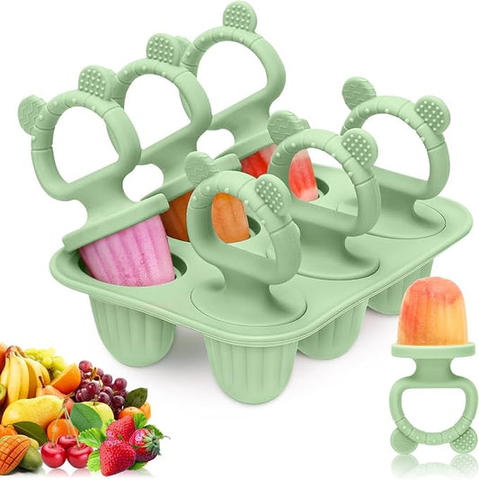 Silicone Baby Popsicle Molds with Sticks, Mini Popsicles Molds for Babies | Breastmilk Popsicle Molds for Teething Relief, Frozen Treats Maker Popsicle Maker Ice Pop Mold for Toddlers Kids(Green)