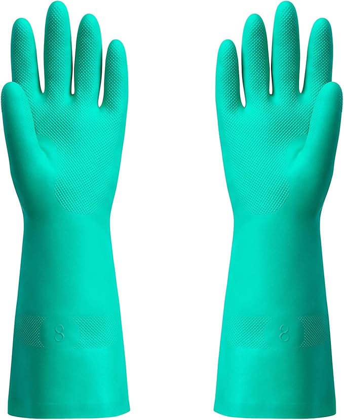 ThxToms Chemical Resistant Nitrile Gloves, Resist Household Acid, Alkali, Solvent and Oil, Latex Rubber Free, 1 Pair Medium