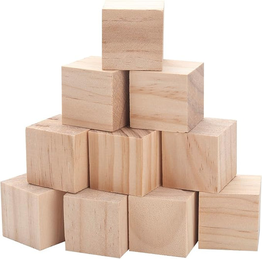 Wooden Blocks for Crafts 1.5 inch, 10 PCS Blank Wood Blocks for Crafts, Large Wood Cubes for Baby Shower, Crafting, DIY Projects, Letters, Stamps, Dice, Natural Unfinished Square Wooden Block