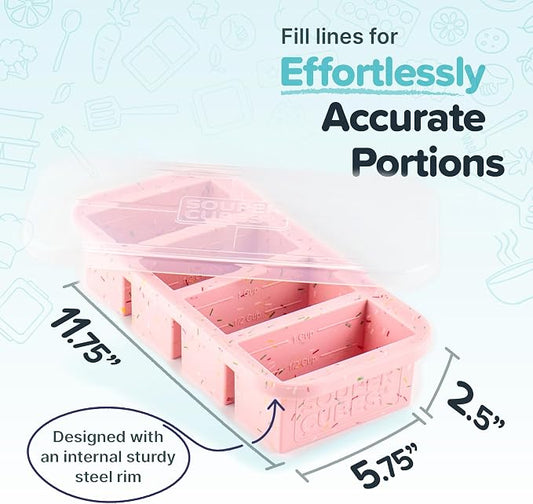 Souper Cubes 1 Cup Silicone Freezer Trays with Lids, Cotton Candy, 1-Pack | 100% Platinum-Cured Silicone Freezer Cube, Oven and Microwave Safe, Perfect for Freezing Soup, Rice, Protein, Grains and More