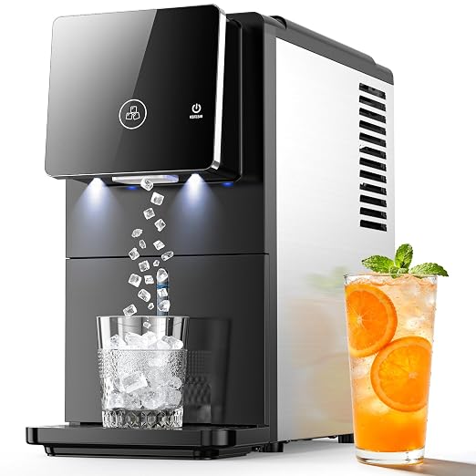 COWSAR Nugget Countertop Ice Maker, 33 lbs/Day Chewable Pellet Ice Machine with Self-Cleaning, Auto Lighting & Measured Dispensing, Portable Pebble Ice Maker for Home, Kitchen, Office, Black