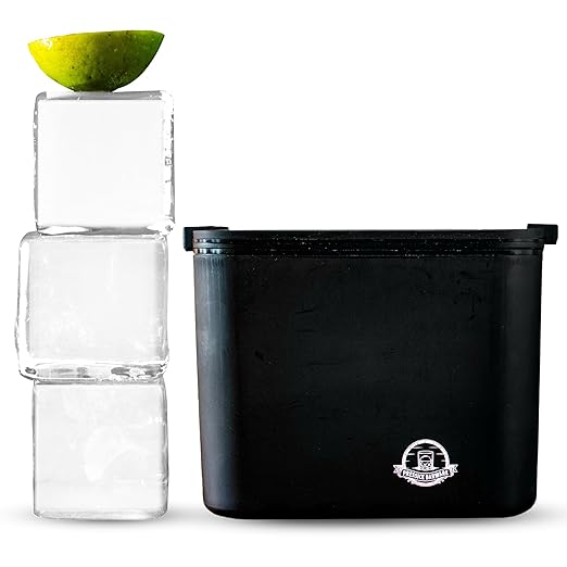 XL Clear Ice Maker – 2.5” Crystal Clear XL Cubes for Ice Presses - BPA-Free Silicone Square Cube Mold - Whiskey Gifts for Men - Press NOT Included