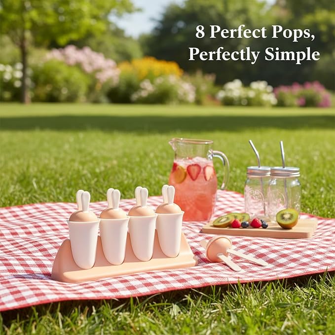 Easy-Use Vertical Popsicle Mold, 8-Cavity Ice Pop Maker for Compact Freezers, Durable PP Plastic Tray