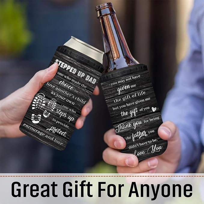 Step Dad Gifts, 4-IN-1 Stainless Steel Insulated Can Cooler | Fathers Day, Birthday, Christmas, Retirement, Beer Holder, Double-Wall, 16 Oz Tumbler, Keep Cold, Keep Hot, From Daughter Son