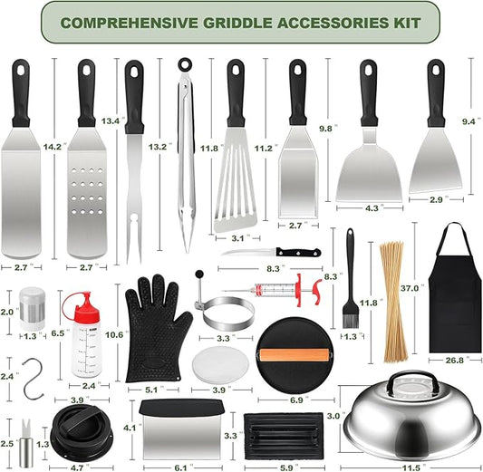 237pcs Griddle Accessories Kit for Blackstone, Perfect Flat Top Grilling Accessories, Grill Spatula Set with Enlarged Spatulas, Basting Cover, Burger Press Patty Maker, Scraper for Outdoor Barbecue