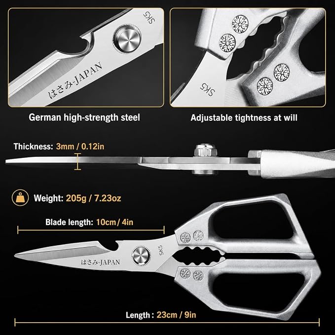 Kitchen Scissors for Food All Purpose Cooking Shears for Meat | Effortlessly Cut Poultry, Meat, Seafood, Vegetables And Herbs With Sharp Japanese Steel Blades Built For Heavy-Duty Prep