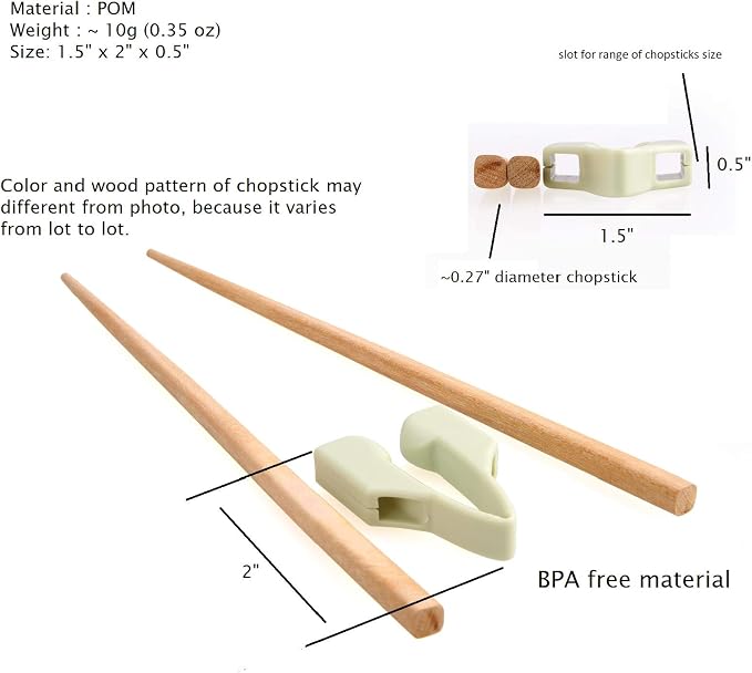 Chopstick Helper & Wood Training Chopsticks for Adults, Seniors & Beginners | Chopstick Trainer for Adults, Beginner Chopsticks, Practice Chopsticks, Easy Learning Chopsticks, Left or Right Handed Use