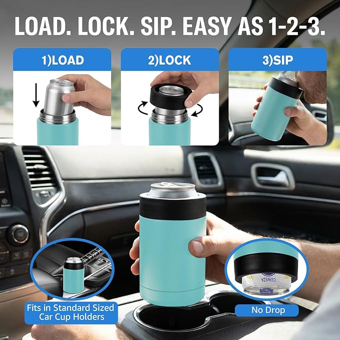 Can Cooler 12 OZ Beer Holder, Stainless Steel Beverage Can Insulator | Standard Size Cans Holder with Vacuum Insulated, Metal Koozie for Cans, Mint Green