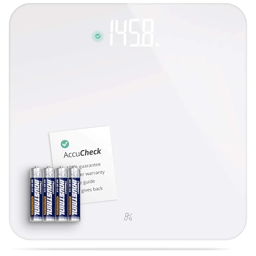 Greater Goods AccuCheck Digital Scale for Body Weight - Accurate Digital Bathroom Scale with High-Precision Sensors, Large Easy-to-Read Backlit Display, 400 lb Capacity, Auto Step-On (White)
