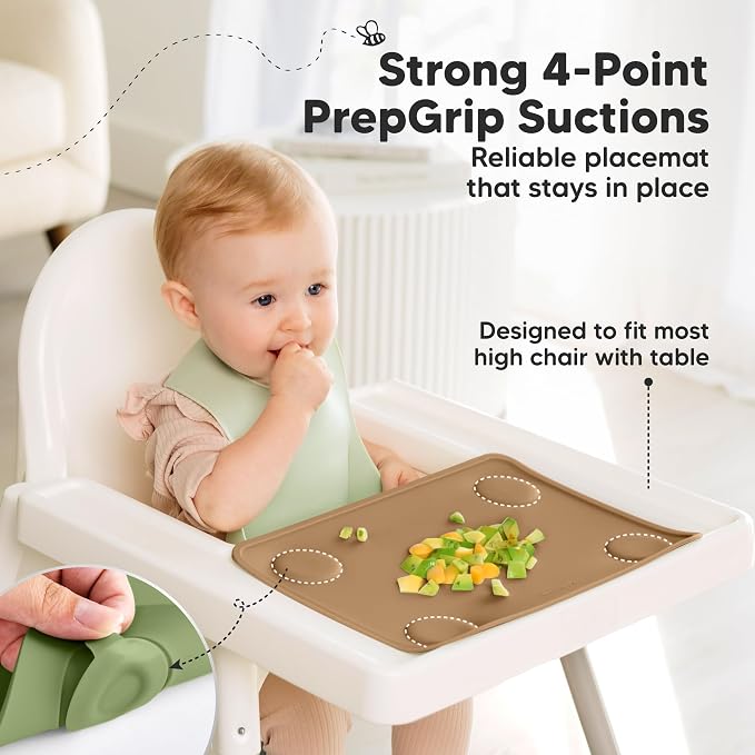 KeaBabies 2pk Silicone Placemats for Toddlers, Kids, Baby, 12x9 (Desert, S) | Non Slip Suction Silicone Placemat for Restaurants, Dining Table,Travel, Easy to Clean, Food Grade/BPA-Free, Small Table Mat