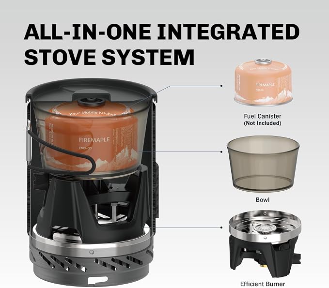 Fire-Maple Fixed Star 1 Backpacking and Camping Stove System, Camo 18oz | 30% Faster Boil with HX Base, Piezo Ignition, Compact & Durable, All-in-One Pot, Compatible with Most Canisters, Portable