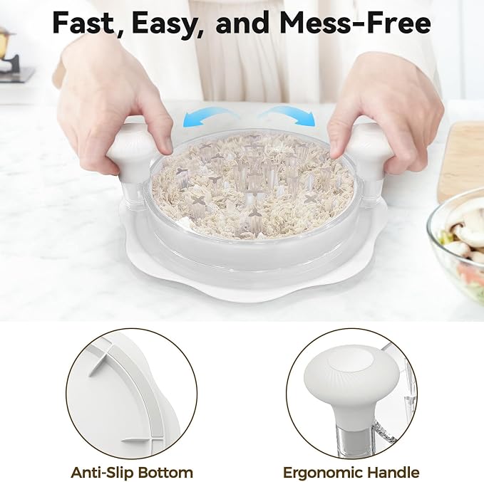Ukeetap 10" Pro Chicken Shredder Tool Twist Large for Kitchen, White | BPA-Free Food-Safe Meat Grinder, Visible Chicken Breast Meat Shredder with Strong Anti-Slip Bottom & Ergonomic Handle