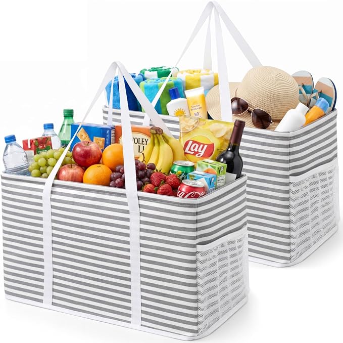 Lifewit Extra Large Tote Bag, Reusable Grocery Bags with Metal Wire Frame and Handles
