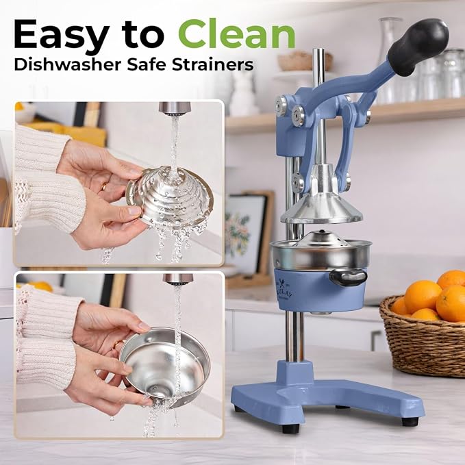 Zulay Kitchen Cast Iron Juicer - Heavy Duty Manual Juicer with Detachable Strainers for Easy Cleaning, Orange Juice Press for Citrus Fruits, Perfect for Bartenders, Juice Lovers & Health Enthusiasts