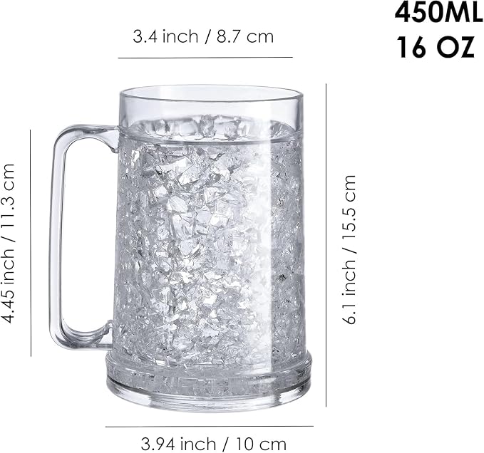 16 oz Double Wall Gel Freezer Mugs, 2 Pack | Reusable gel freezer mugs help keep cold drinks chilled longer.