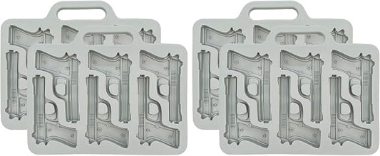 Handgun Ice Cube Tray, 4 Pack - Fairly Odd Novelties - Fun Gun Military Novelty Mold White Elephant Gift