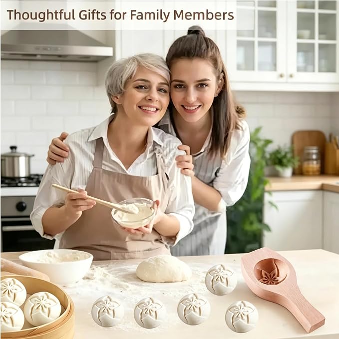 Wooden Bao Bun Maker | Handcrafted, Natural Hardwood, Multi-Purpose, Ergonomic Handle, Food-Safe