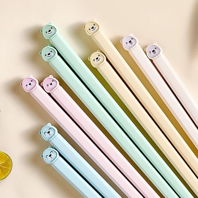 Cute Bear 5 Pairs Dishwasher Safe Fiberglass Chopsticks Reusable, Non-slip | Premium Lightweight Japanese Chinese Korean for Sushi Ramen 25.1cm/9.88inch, Food-Grade, BPA-Free, Durable, Heat-Resistant
