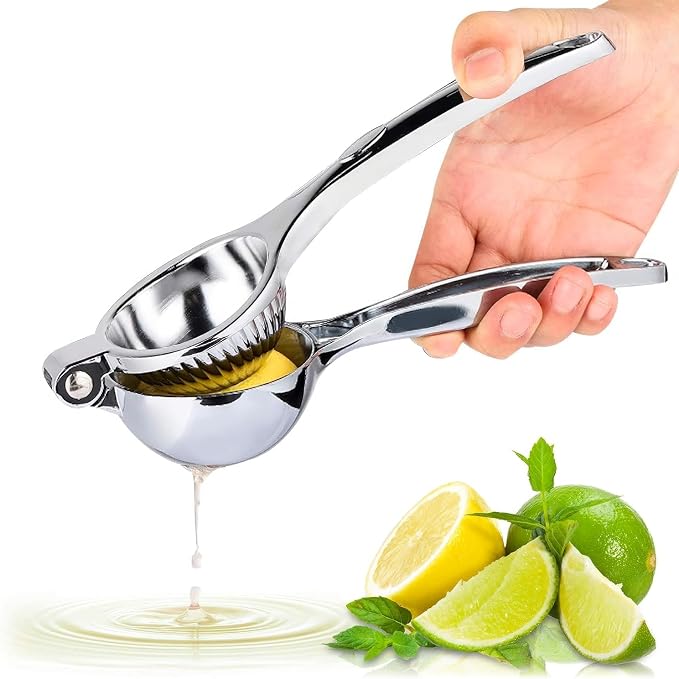 Lemon Squeezer Stainless Steel, Heavy-Duty Handheld Juicer for Limes | Ergonomic Citrus Hand Press, Gets Max Juice Out in Seconds - Dishwasher Safe, for Cocktails, Marinades, and Salad Dressings