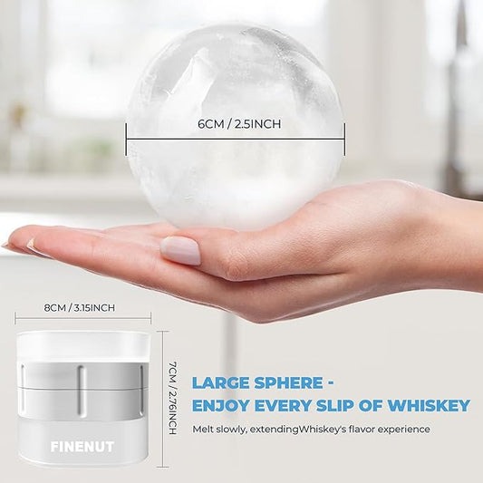 Silicone Ice Ball Mold with Lid, 4 Pack – 2.5 Inch Large Sphere Round Ice Maker, Easy Release BPA-Free Silicone Trays for Whiskey & Cocktails, Home Bars & Freezer