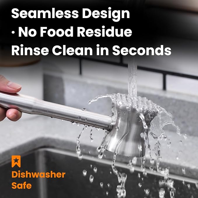 304 Stainless Steel Meat Tenderizer Mallet, Meat Hammer & Chicken Pounder | Well-balanced one-piece design with contoured waist for control, Dual-sided faces, Dishwasher safe, Storage bag, Gift box