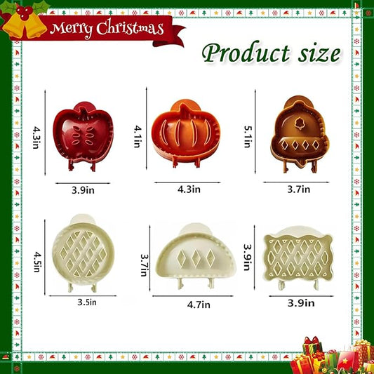 6PCS Mini Hand Pie Molds,Party Potluck Hand Pie Molds for Baking,Fits All Kinds of Festivals and Parties (6PCS-B)