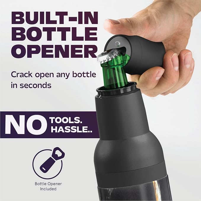 Asobu Frosty Beer Holder 2 Go Vacuum Insulated Double Walled Stainless Steel Beer Can and Bottle Cooler with Beer Opener, Bpa Free, Fits Standard 12oz Bottles, Gift for Beer Lovers (Midnight Marble)