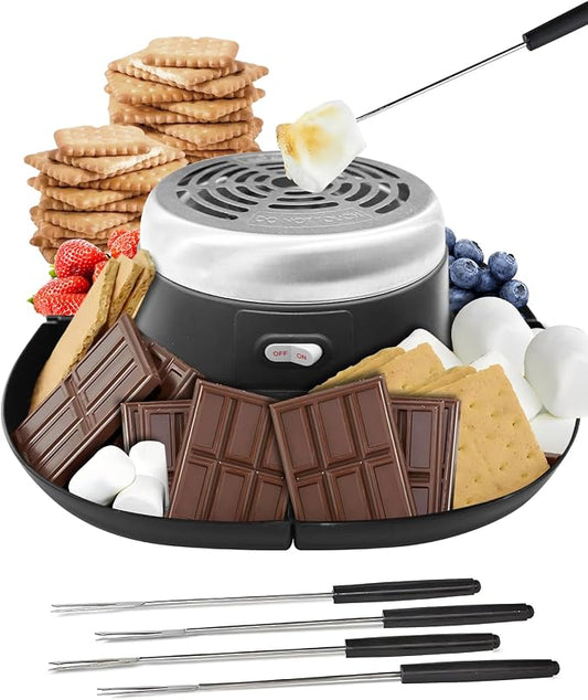 Smores Maker Tabletop Indoor Kit, Indoor Smore Maker Smores Kit Flameless S'mores Maker, Tabletop Smores Maker,Movie Night Supplies Housewarming Christmas Gifts, 120V
