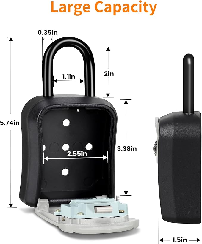 Portable Key Lock Box,Key Holder Safe Security Lock Box for Indoor, Outdoor, Garage, Garden, Store (4 Pack, Grey)
