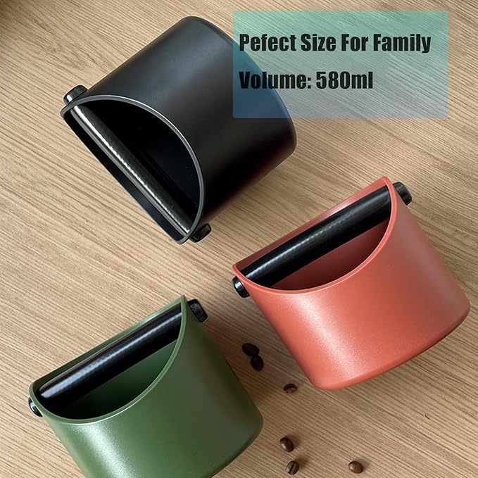 Coffee Knock Box, 4.6 in, Barista Style Espresso Grounds Knock Box, Removable Plastic Knock Rod, Non-Slip Base, Espresso Maker Accessory (Caramel)