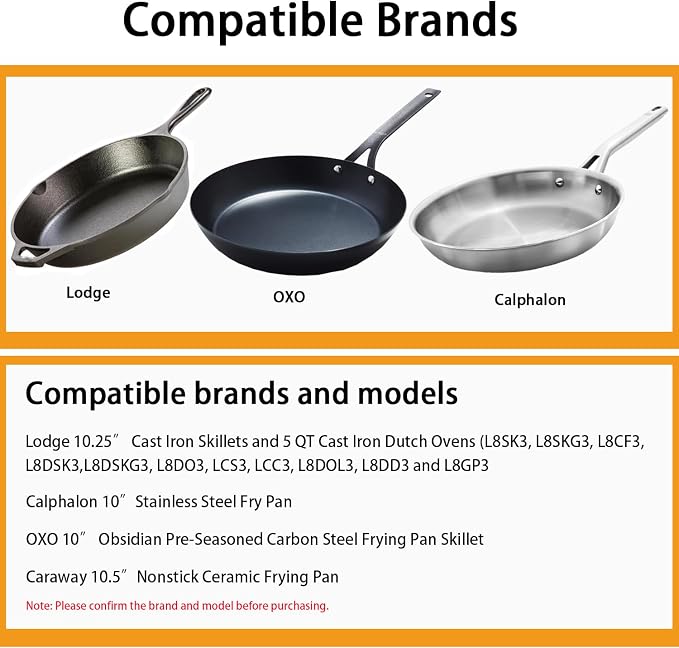 10 Inch Tempered Glass Lid Compatible with Lodge Skillets, Caraway Frying Pan, OXO Obsidian Fry Pan Skillet, Pan Lid, Pot Cover, Dutch Ovens and Other 10-10.25" Cookware