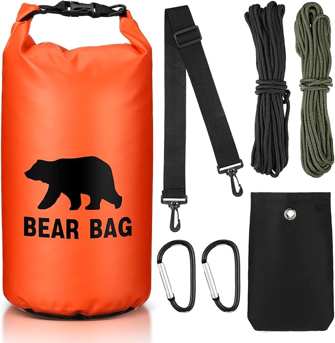 Foilswirl 1 Set Bear Food Bag for Camping Ultralight Food Hanging System Includes Waterproof Bear Bag, Nylon Ropes, Hooks for Camping Backpacking