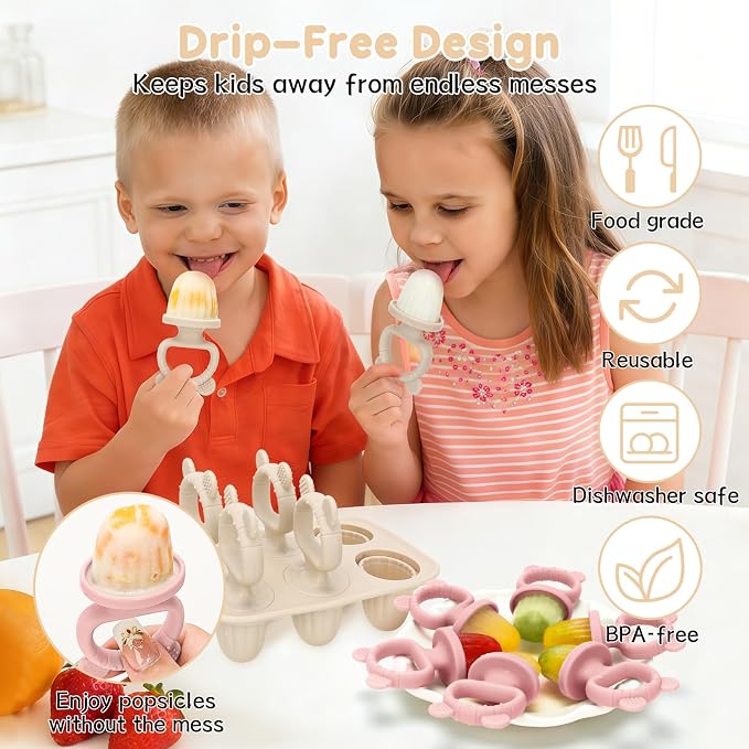 2Packs Silicone Baby Popsicle Molds with Sticks | Breastmilk Popsicle Molds for Teething Relief, Frozen Treats Maker Popsicle Maker Ice Pop Mold for Toddlers Kids
