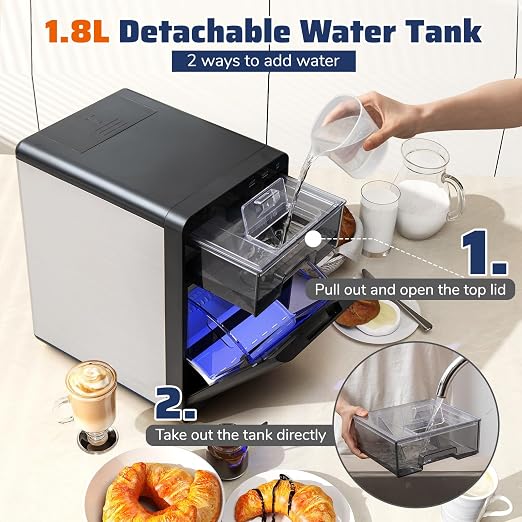 COSTWAY Countertop Nugget Ice Maker, 44 lbs/24H Chewable Sonic Ice Machine w/Self Cleaning, Ready in 6 Mins, Low Noise, Pull-Out Water Tank & Touch Control Panel for Home, Bar, Kitchen, RV
