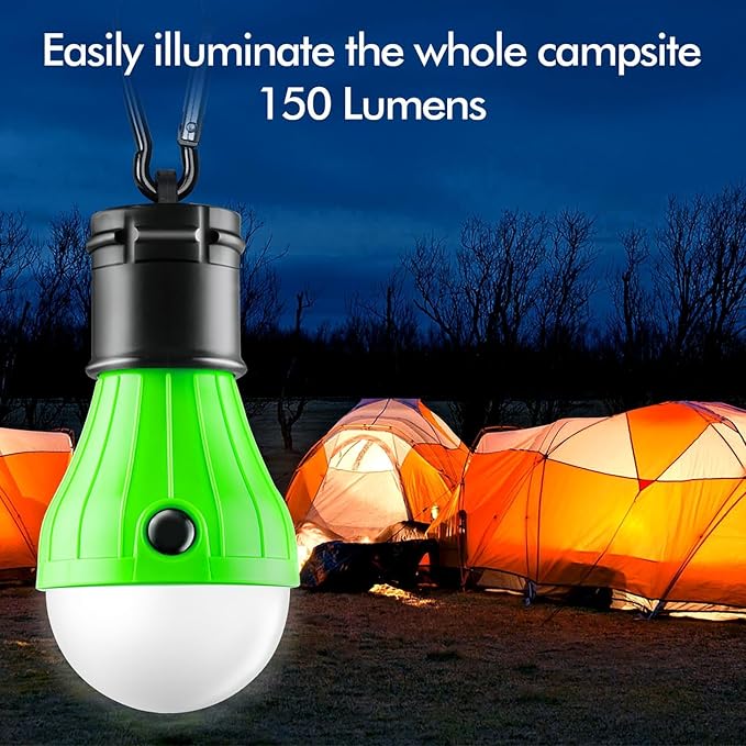 FLY2SKY Portable LED Gear Camping Lights with Clip Hook Emergency Light | Battery Powered LED Tent Lights Bulbs Outdoor Camping Essentials for Hiking Backpacking Hurricane Power Outage Emergency Gear