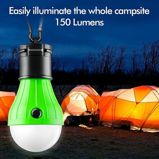 FLY2SKY Portable LED Gear Camping Lights with Clip Hook Emergency Light | Battery Powered LED Tent Lights Bulbs Outdoor Camping Essentials for Hiking Backpacking Hurricane Power Outage Emergency Gear