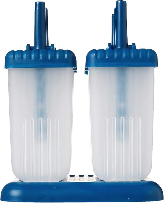 Tovolo Groovy Popsicles Molds Set of 6 for Homemade Frozen Treats, Reusable Popsicle Molds with Sticks and Drip Guard, Dishwasher Safe BPA Free Ice Pop Molds for Kids and Toddlers, Blueberry