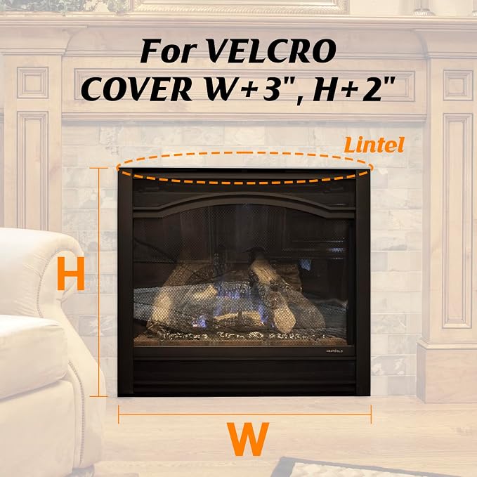 Fireplace Draft Cover, Fireplace Blocker Blanket with Hook and Loop Tapes, Indoor Fire Place Draft Stopper for Heat Loss Insulation Black 39" W x 32" H