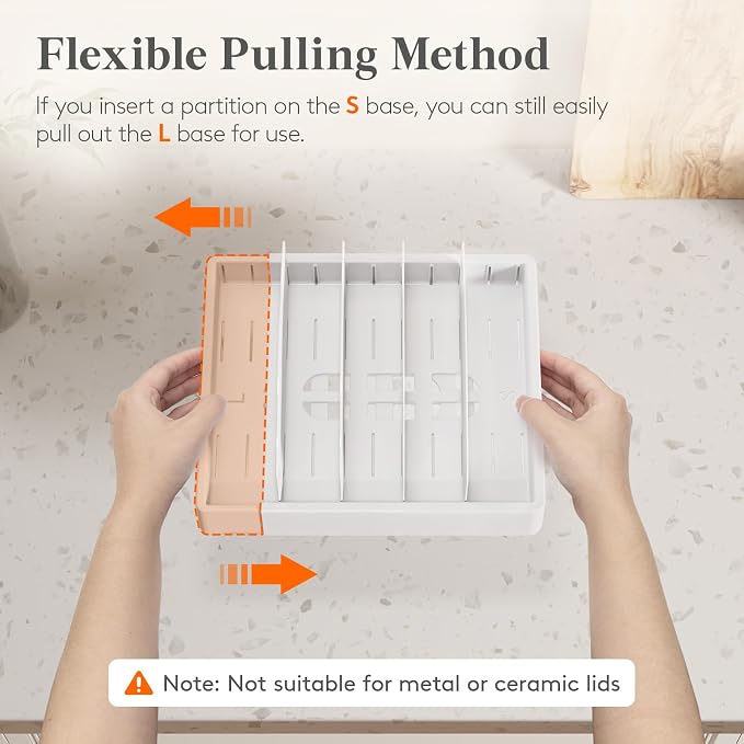 Lifewit Kitchen Cabinet Organizer for Food Contanier Lid with 9 Sections | Expandable Lids Holder with 8 Adjustable Dividers for Pantry Organizers and Storage, Home Organization, Large, 9.8"-17"