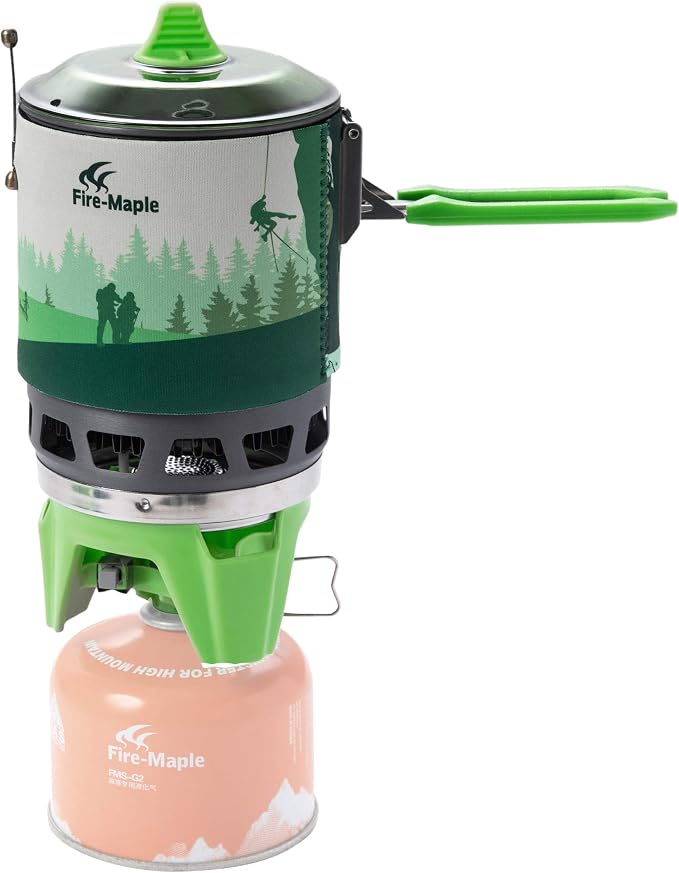 Fire-Maple Fixed Star 3 Backpacking and Camping Stove System, Green 21oz | 30% Faster Boil with HX Base, Piezo Ignition, Locking Handle, All-in-One, Portable, Compatible with Most Canisters