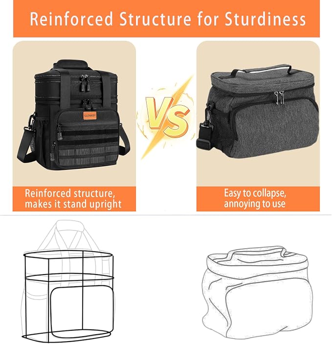 Expandable Lunch Box Cooler Bag - Insulated Soft Lunch Bag for Men Daily - Large Lunchbox for Adults Work Camping Outdoor Travel Tactical 16L